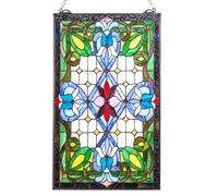 VEVOR Panel de Vidriera Colgante para Ventana 731 x 433 x 4,5 mm Panel de Vitral Colorido Vertical Rectangular Marco de Metal con Cadena Fácil de Limpiar para Decoración de Cocina, Hogar, Cafetería