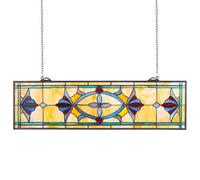 VEVOR Panel de Vidriera Colgante para Ventana 813 x 250 x 4,5 mm Panel de Vitral Colorido Horizontal Rectangular Marco de Metal con Cadena Fácil de Limpiar para Decoración de Cocina, Hogar, Cafetería