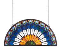 VEVOR Panel de Vidriera Colgante para Ventana 913 x 465 x 4,5 mm Panel de Vitral Colorido Marco de Metal con Cadena Diseño de Media Luna Fácil de Limpiar para Decoración de Cocina, Hogar, Cafetería