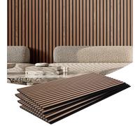 VEVOR Paneles Acústicos 1200x600 mm Paneles de Pared de Madera Decorativa MDF para Decoración de Paredes Interiores Paneles de Pared de Madera Sintética para Reducción de Ruido Color Nogal 4 Piezas
