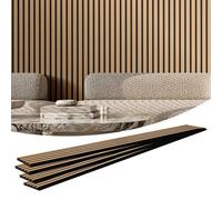 VEVOR Paneles Acústicos 2400x200 mm Paneles de Pared de Madera Decorativa MDF para Decoración de Paredes Interiores Paneles de Pared de Madera Sintética para Reducción de Ruido Roble Claro 4 Piezas