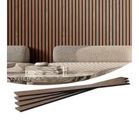 VEVOR Paneles Acústicos 2400x200 mm Paneles de Pared de Madera Decorativa MDF para Decoración de Paredes Interiores Paneles de Pared de Madera Sintética para Reducción de Ruido Color Nogal 4 Piezas