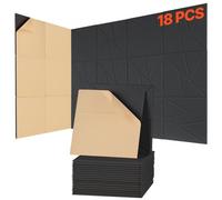 VEVOR Paneles Acústicos Autoadhesivos, 18 uds, 30 x 30 x 1 cm, Espuma Insonorizada, Fibra de Poliéster, Alta Densidad, para el Hogar, Estudio, Oficina, Teatro, Negro, Cuadrícula de Diamantes