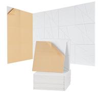 VEVOR Paneles Acústicos Autoadhesivos, 18 uds, 30 x 30 x 1 cm, Espuma Insonorizada, Fibra de Poliéster, Alta Densidad, para el Hogar, Estudio, Oficina, Teatro, Blanco, Cuadrícula de Diamantes