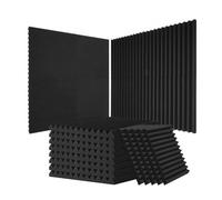 VEVOR Paneles de Espuma Acústica, 30,5 x 30,5 x 2,5 cm Insonorizados de Alta Densidad, Paneles Acústicos Resistentes al Fuego, Absorbentes de Sonido para Paredes y Techos de Estudios, Negro, 80 uds
