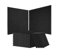 VEVOR Paneles de Espuma Acústica, 30,5 x 30,5 x 2,5 cm, Insonorizados de Alta Densidad, Resistentes al Fuego, Paneles Absorbentes de Sonido para Paredes y Techos de Estudios, Color Negro, 52 uds