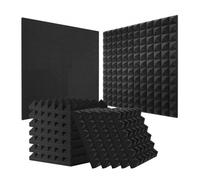 VEVOR Paneles de Espuma Acústica, 30,5 x 30,5 x 5 cm Insonorizados Piramidales, Paneles Acústicos Resistentes al Fuego, Paneles Absorbentes Sonido para Paredes y Techos de Estudios, Negro, 24 uds