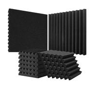 VEVOR Paneles de Espuma Acústica 30,5 x 30,5 x 5 cm, Paneles de Pared Insonorizados Alta Densidad, Resistentes al Fuego, Paneles Absorbentes de Sonido para Paredes y Techos de Estudios, Negro, 36 uds