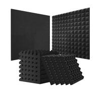 VEVOR Paneles de Espuma Acústica, 30,5 x 30,5 x 5 cm, Paneles de Pared Insonorizados Piramidales, Paneles Absorbentes de Sonido para Paredes y Techos de Estudios, Negro, 36 uds