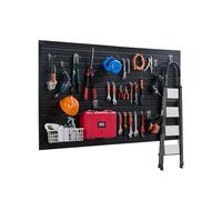 VEVOR Paneles de Pared de Listones 1225 x 2450 x 20 mm, Panel de Listones de Garaje de PVC Diseño Modular con Estructura de Acoplamiento y Corte de Bricolaje para Almacenamiento y Exhibición, Negro