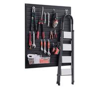 VEVOR Paneles de Pared de Listones 1230 x 1235 x 20 mm, Panel de Listones de Garaje de PVC Diseño Modular con Estructura de Acoplamiento y Corte de Bricolaje para Almacenamiento y Exhibición, Negro