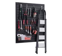 VEVOR Paneles de Pared de Listones 1230 x 1235 x 20 mm, Panel de Listones de Garaje de PVC Diseño Modular con Estructura de Acoplamiento y Corte de Bricolaje para Almacenamiento y Exhibición, Negro