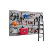 VEVOR Paneles de Pared de Listones de PVC 1225 x 2450 x 20 mm para Garaje con Accesorios, Panel de Listones Ajustable con Estructura de Acoplamiento y Corte para Almacenamiento y Exhibición, Gris
