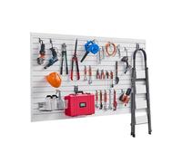 VEVOR Paneles de Pared de Listones de PVC 1225 x 2450 x 20 mm para Garaje con Accesorios, Panel de Listones Ajustable con Estructura de Acoplamiento y Corte para Almacenamiento y Exhibición, Blanco