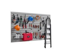 VEVOR Paneles de Pared de Listones de PVC 1225 x 2450 x 20 mm para Garaje con Accesorios, Panel de Listones Ajustable con Estructura de Acoplamiento y Corte para Almacenamiento y Exhibición, Gris