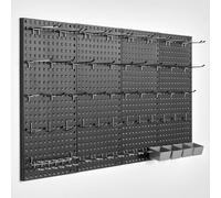 VEVOR Paneles Perforados de Metal de 609,6 x 304,8 x 19 mm 4 Paneles, Organizador de Pared Resistente con Accesorios, para Sala de Estar, Almacenamiento de Herramientas, Sala de Manualidades, Negro