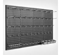 VEVOR Paneles Perforados de Metal de 609,6 x 304,8 x 19 mm 4 Paneles, Organizador de Pared Resistente con Accesorios, para Sala de Estar, Almacenamiento de Herramientas, Sala de Manualidades, Negro