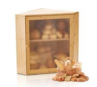 VEVOR Panera de Esquina de Doble Capa para Encimera de Cocina, Panera de Madera Rústica para Pan Casero, Contenedor de Almacenamiento con Puerta Acrílica Ondulada, Natural, 320 x 320 x 425 mm