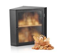 VEVOR Panera de Esquina para Encimera de Cocina, Contenedor de Pan de Madera Bambú de Doble Capa y Gran Capacidad, con Puerta Acrílica Ondulada, Color Negro, Forma de Esquina, 320 x 320 x 425 mm