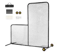 VEVOR Pantalla de Béisbol para Jaula de Bateo, Pantalla de Seguridad de Sóftbol 2130 x 2130 mm, Protector Corporal, Pantalla de Bateo Portátil con Bolsa de Transporte, Ruedas, Estacas de Tierra, Red
