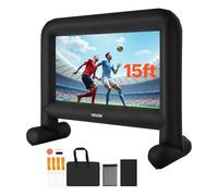VEVOR Pantalla de Cine Inflable 263 x 147 cm 16:9 Lavable 600D con Bolsa de Almacenamiento Portátil Fácil de Instalar Visión de 160° Pantalla de Proyección para Exteriores, Cine en casa, Fiestas