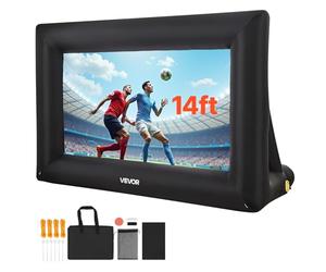 VEVOR Pantalla de Cine Inflable 272 x 150 cm Tela 600D Lavable con Bolsa de Almacenamiento Portátil Fácil de Instalar Pantalla de Proyección para Exteriores, Cine en casa, Fiestas, Marco Negro