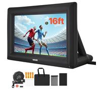 VEVOR Pantalla de Cine Inflable 319 x 182 cm Tela 600D Lavable con Bolsa de Almacenamiento Portátil Fácil de Instalar Pantalla de Proyección para Exteriores, Cine en casa, Fiestas, Marco Negro