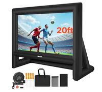 VEVOR Pantalla de Cine Inflable 386 x 217 cm 16:9 Lavable 600D con Bolsa de Almacenamiento Portátil Fácil de Instalar Visión de 160° Pantalla de Proyección para Exteriores, Cine en casa, Fiestas