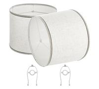 VEVOR Pantalla de Lámpara 2 Piezas 29x32x24,5 cm de Lino PVC Estructura de Metal con Arpa Pantalla de Repuesto para Lámparas de Mesa, de Pie, Colgantes Montaje Fácil, Lino Claro con Borde Negro