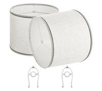 VEVOR Pantalla de Lámpara 2 Piezas 29x32x24,5 cm de Lino PVC Estructura de Metal con Arpa Pantalla de Repuesto para Lámparas de Mesa, de Pie, Colgantes Montaje Fácil, Lino Claro con Borde Negro