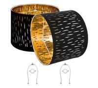 VEVOR Pantalla de Lámpara Forma de Tambor 2 Piezas 33x25 cm Estructura de Metal Resistente con Arpa Pantalla Cilíndrica para Lámparas de Mesa, de Pie, Colgantes Montaje Fácil, Negro con Relieve Hueco