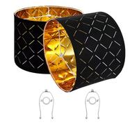 VEVOR Pantalla de Lámpara Forma de Tambor 2 Piezas 33x25 cm Tela TC y PET Estructura de Metal con Arpa Pantalla Cilíndrica para Lámparas de Mesa, de Pie, Colgantes Montaje Fácil, Hueco de Diamante