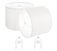 VEVOR Pantalla de Lámpara Forma de Tambor 2 Piezas 40x30 cm de Lino PVC Estructura de Metal con Arpa Pantalla Cilíndrica para Lámparas de Mesa, de Pie, Colgantes Montaje Fácil, Lino Blanquecino
