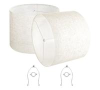 VEVOR Pantalla de Lámpara Forma de Tambor 2 Piezas 40x30 cm de Lino PVC Estructura de Metal Resistente con Arpa Pantalla Cilíndrica para Lámparas de Mesa, de Pie, Colgantes Montaje Fácil, Lino Claro