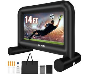 VEVOR Pantalla de Proyección Inflable Pantalla de Cine al Aire Libre 16:9 14 Pies con Lienzo de Ventilador 253,5x133 cm Proyección Trasera Delantera Montaje Estable para Fiesta, Camping al Aire Libre