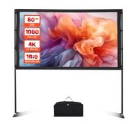 VEVOR Pantalla de Proyector 203,2 cm con 2 Soportes de Pie Plano 160° 16:9 4K HD