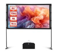 VEVOR Pantalla de Proyector 203,2 cm con 2 Soportes de Pie Plano 160° 16:9 4K HD