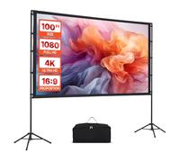 VEVOR Pantalla de Proyector con 2 Trípodes, Pantalla de Proyección Portátil Antiarruga de 254 cm con Ángulo Amplio de 160° y Bolsa de Transporte 16:9 4K HD para Presentaciones de Cine en Casa