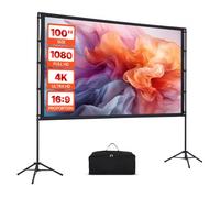 VEVOR Pantalla de Proyector con 2 Trípodes, Pantalla de Proyección Portátil Antiarruga de 254 cm con Ángulo Amplio de 160° y Bolsa de Transporte 16:9 4K HD para Presentaciones de Cine en Casa