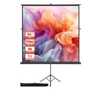 VEVOR Pantalla de Proyector con Soporte 178 x 178 cm, Pantalla de Proyección Portátil y Antiarrugas con Trípode y Bolsa de Transporte, Ángulo Amplio de 160°, 1:1 4K HD para Proyectores en Casa