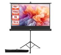 VEVOR Pantalla de Proyector con Soporte de 152,4 cm, Pantalla de Proyección Portátil y Antiarrugas con Trípode y Bolsa de Transporte, Ángulo Amplio de 160°, 16:9 4K HD, para Proyectores en Casa