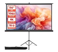 VEVOR Pantalla de Proyector con Soporte de 213,4 cm, Pantalla de Proyección Portátil y Antiarrugas con Trípode y Bolsa de Transporte, Ángulo Amplio de 160°, 16:9 4K HD para Proyectores en Casa