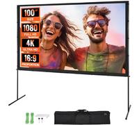 VEVOR Pantalla de Proyector de Pie 100" 16:9 HD Pantalla de Proyección Portátil de Doble Cara Antiarrugas Amplio Ángulo de Visión con Bolsa de Almacenamiento para Proyector de Vídeo de Cine en Casa