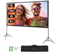 VEVOR Pantalla de Proyector de Pie 120" 16:9 HD Pantalla de Proyección Portátil de Doble Cara Antiarrugas Amplio Ángulo de Visión con Bolsa de Almacenamiento para Proyector de Vídeo de Cine en Casa
