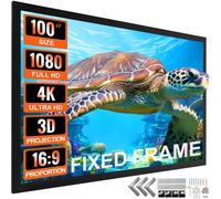 VEVOR Pantalla de Proyector Diagonal 254 cm de 16: 9, Pantalla de Cine 4K, Proyector Marco de Aluminio, Pantalla de Proyector 221 x 124 cm para Películas Portátil Montaje en Pared al Aire Libre