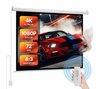 VEVOR Pantalla de Proyector Motorizada 1448 x 1090 mm, 4:3, 1080 HD, Pantalla de Proyección Eléctrica de Pared con Control Remoto, Angular de 160°, Material de PVC, para Cine en Casa, Oficina