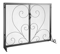 VEVOR Pantalla para Chimenea 2 Paneles Salvachispas para Chimenea de Hierro 99x80,2 cm Resistente con Puerta Protector contra Chispas Independiente para Sala de Estar Decoración del Hogar, Negro