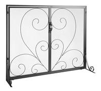 VEVOR Pantalla para Chimenea 2 Paneles Salvachispas para Chimenea de Hierro 99x80,2 cm Resistente con Puerta Protector contra Chispas Independiente para Sala de Estar Decoración del Hogar, Negro