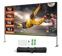 VEVOR Pantalla Proyector 381 cm Pantalla de Proyector con Soporte 347 x 202 cm HD 16:9 Pantalla de Proyección Móvil 160 Grados Pantalla Home Cinema de Tela Oxford 282,7 cm para Casa Oficina Patios