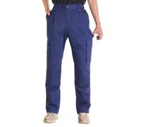VEVOR Pantalones Resistentes al Fuego, Hombre, 100% Algodón, con Múltiples Bolsillos y Cintura Elástica, Costuras Reforzadas Antidesgarro, a Trabajos de Soldadura y Ropa Informal, L, Azul Oscuro